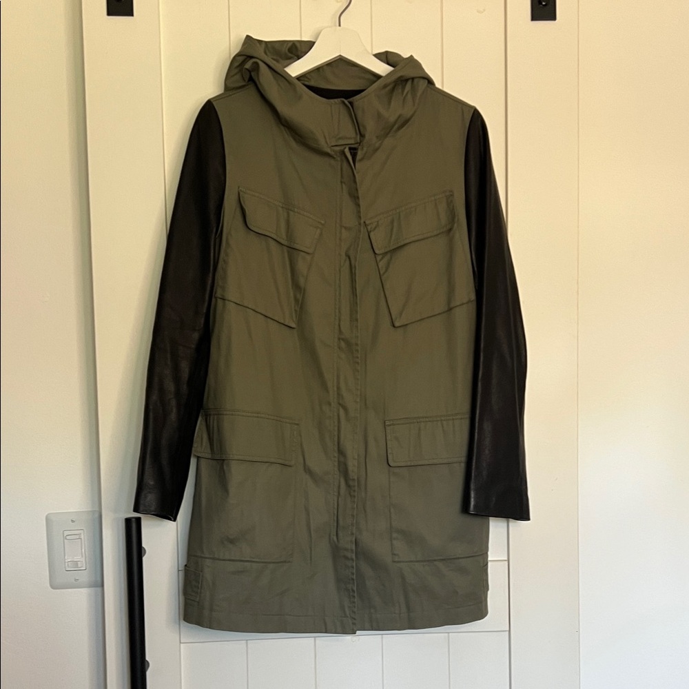 Donna Karan Olive and Black Pea Coat